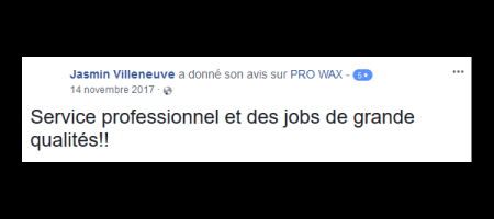 Pro Wax Facebook commentaire