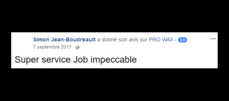 Pro Wax Facebook commentaire