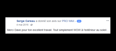 Pro Wax Facebook commentaire