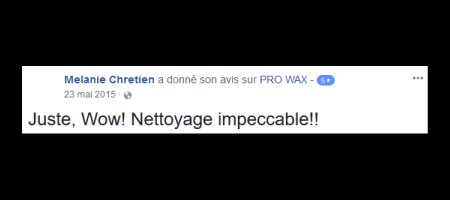 Pro Wax Facebook commentaire